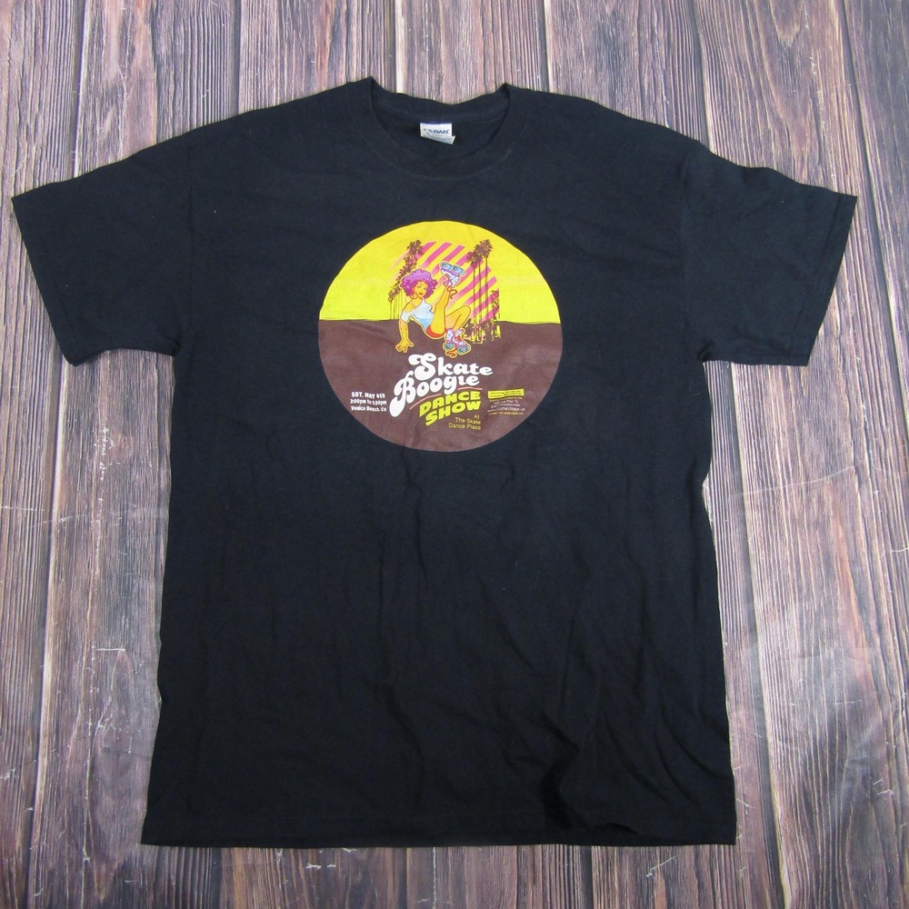 Skate Boogie Shirt Mens Large Black Venice Beach Roller Skate Graphic Event Tee